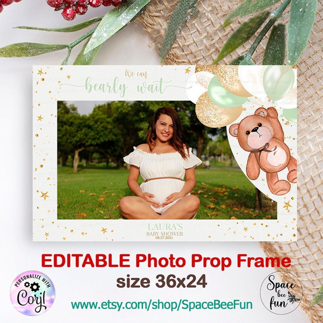 EDITABLE Photo booth frame Baby shower Trddy bear, Bear and balloons Photo  Prop, baby shower photo booth frame, shower decoration, sign BS1 -   Portugal