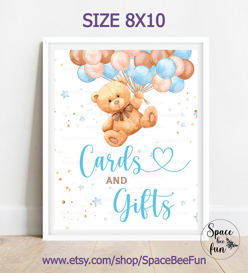 Teddy Bear Baby Shower Cards and Gifts Sign Teddy Bear Boy - Etsy