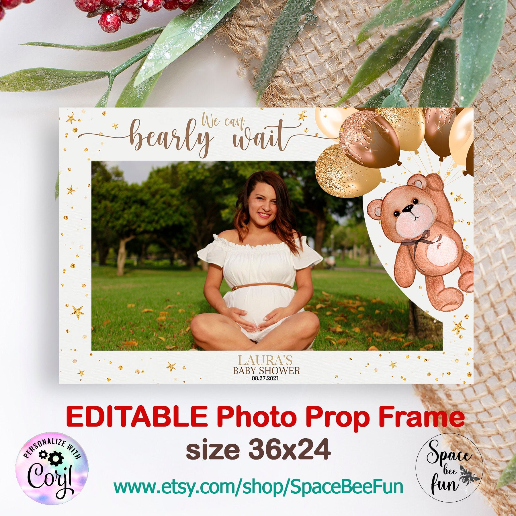 EDITABLE Photo Booth Frame Baby Shower Trddy Bear Bear and Etsy UK