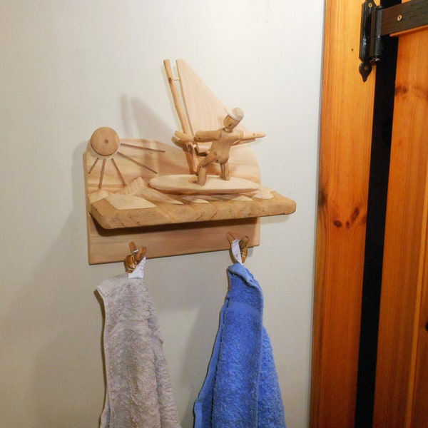 Windsurfer Skulptur mit Handtuchhalter Weihnachtsgeschenk Windsurfer Sculpture with towel rail Christmas Windsurfer porte-serviettes Noël