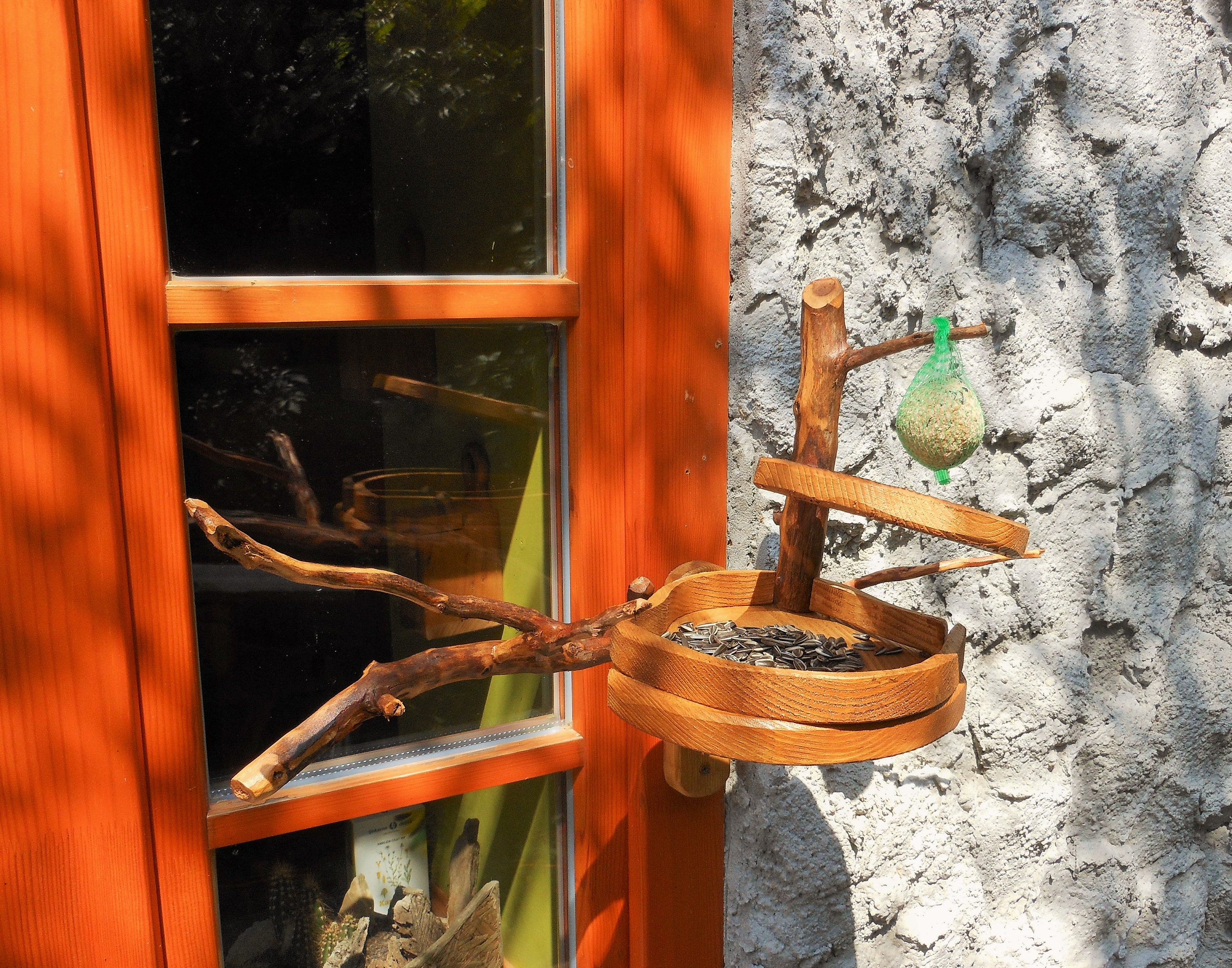 Vogelfutterhaus Uraltes Holz Handarbeit Birdseed House Made Of