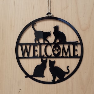 4 Cats Welcome Sign Hanger