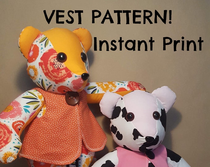 Vest Pattern for Your 18 Memory Bear - Etsy