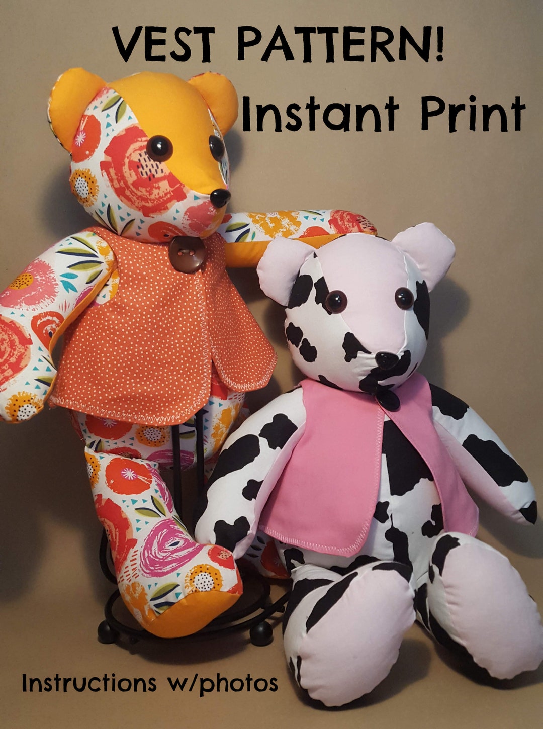 Vest Pattern for Your 18 Memory Bear - Etsy UK