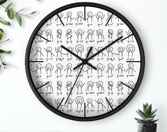 Funny Math Stick Figure Wall Clock, Nerdy Teacher Gift