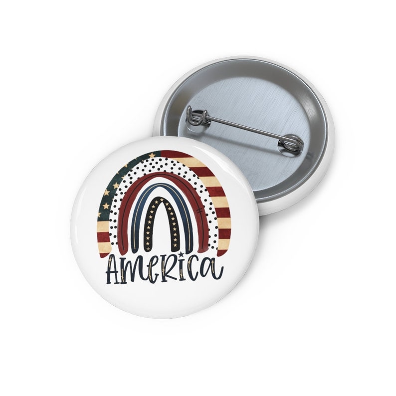American Pin Proud American Pin Patriotic Button Vintage Americana Button Freedom Pin Gift for Patriot Love America Rainbow Pin