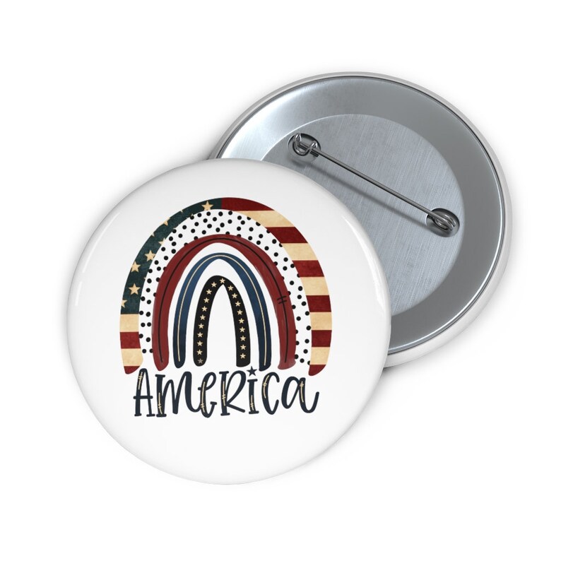 American Pin Proud American Pin Patriotic Button Vintage Americana Button Freedom Pin Gift for Patriot Love America Rainbow Pin