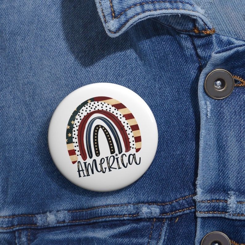 American Pin Proud American Pin Patriotic Button Vintage Americana Button Freedom Pin Gift for Patriot Love America Rainbow Pin