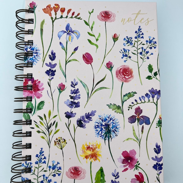 LADY JAYNE Ltd “Wildflowers” Journal Notebook, 8.5”L x 6”W, 250 lined pages, hard cover, spiral binding | self gift