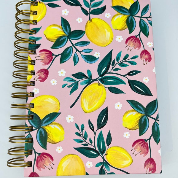 LADY JAYNE Ltd "Lemon Plant" Notebook journal, 8.5”L x 6”W, 250 lined pages, hard cover, spiral binding | lemon plant | self gift