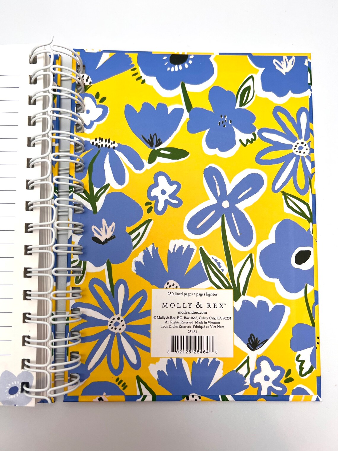 Yellow Flowers MOLLY & REX Notebook Journal, 8.5” L X 6” W, 250 Lined ...