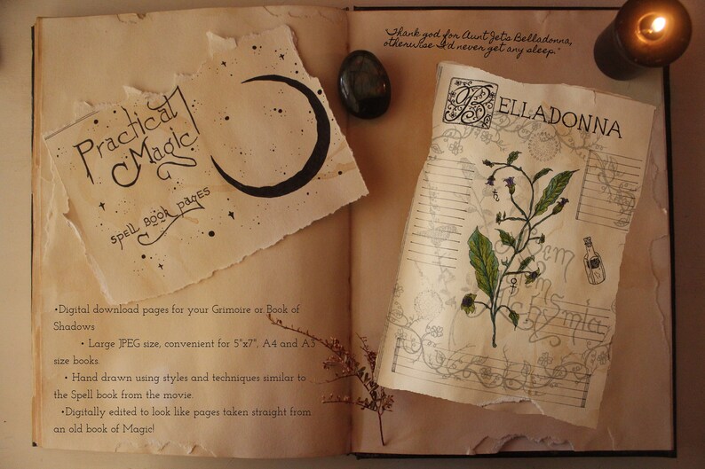 Belladonna Practical Magic Spell Book Pages DIGITAL | Etsy