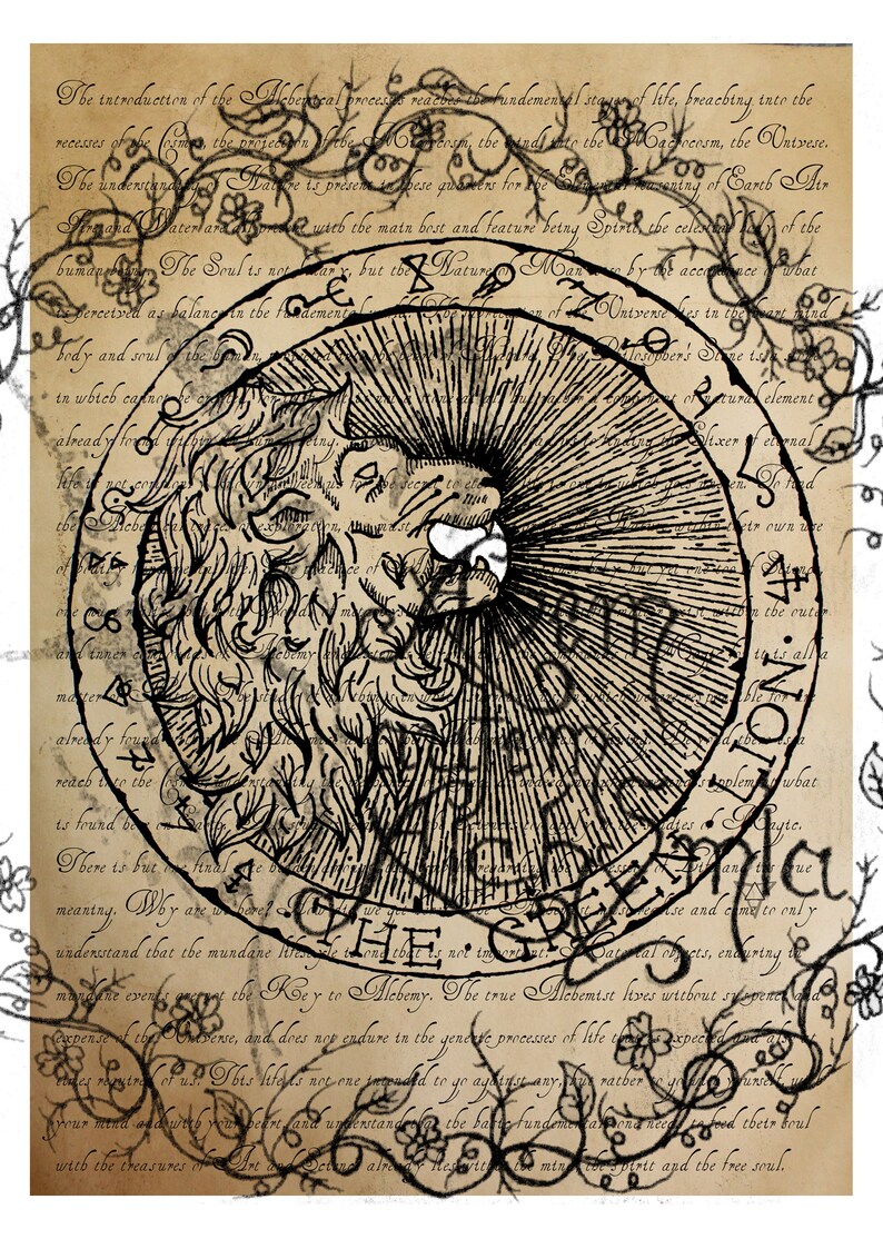 Alchemy Print The Green Lion Original hand drawn Occult art Etsy