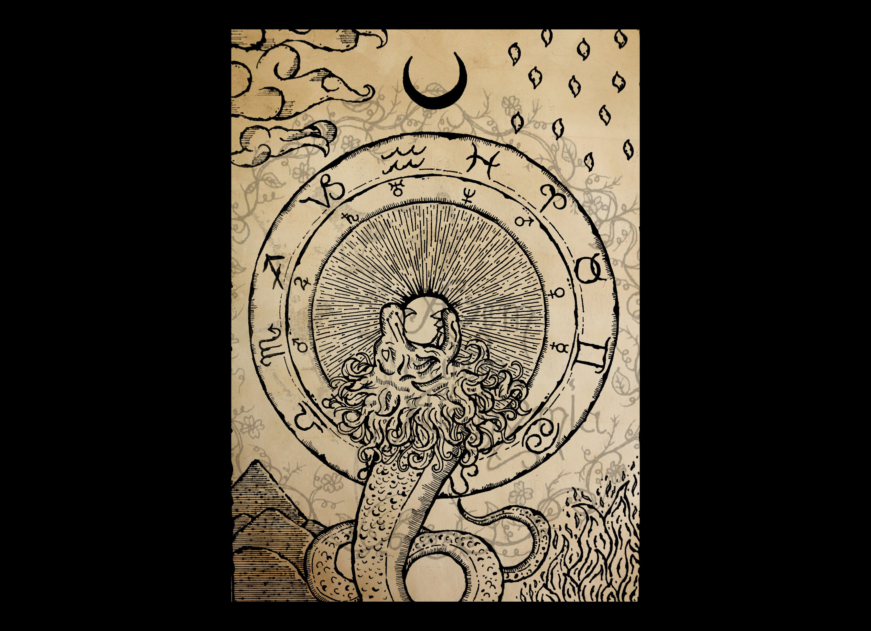 Alchemy Print Green Lion Original hand drawn Occult art | Etsy