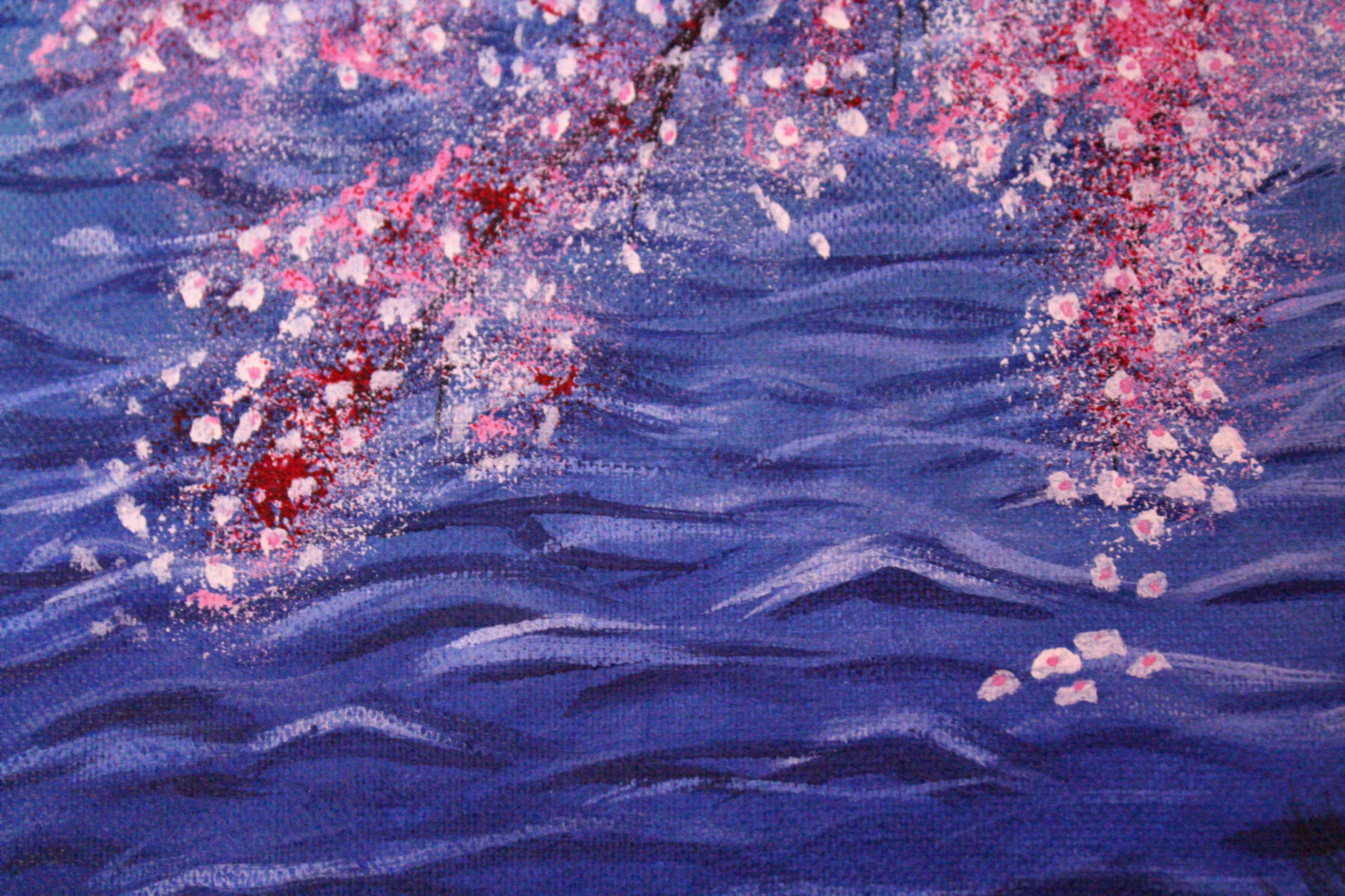 Acryl Plug Mit Kirschblüten Motiv - Türkis Rosa Ohrschmück Für Gedehnte Ohrläppchen