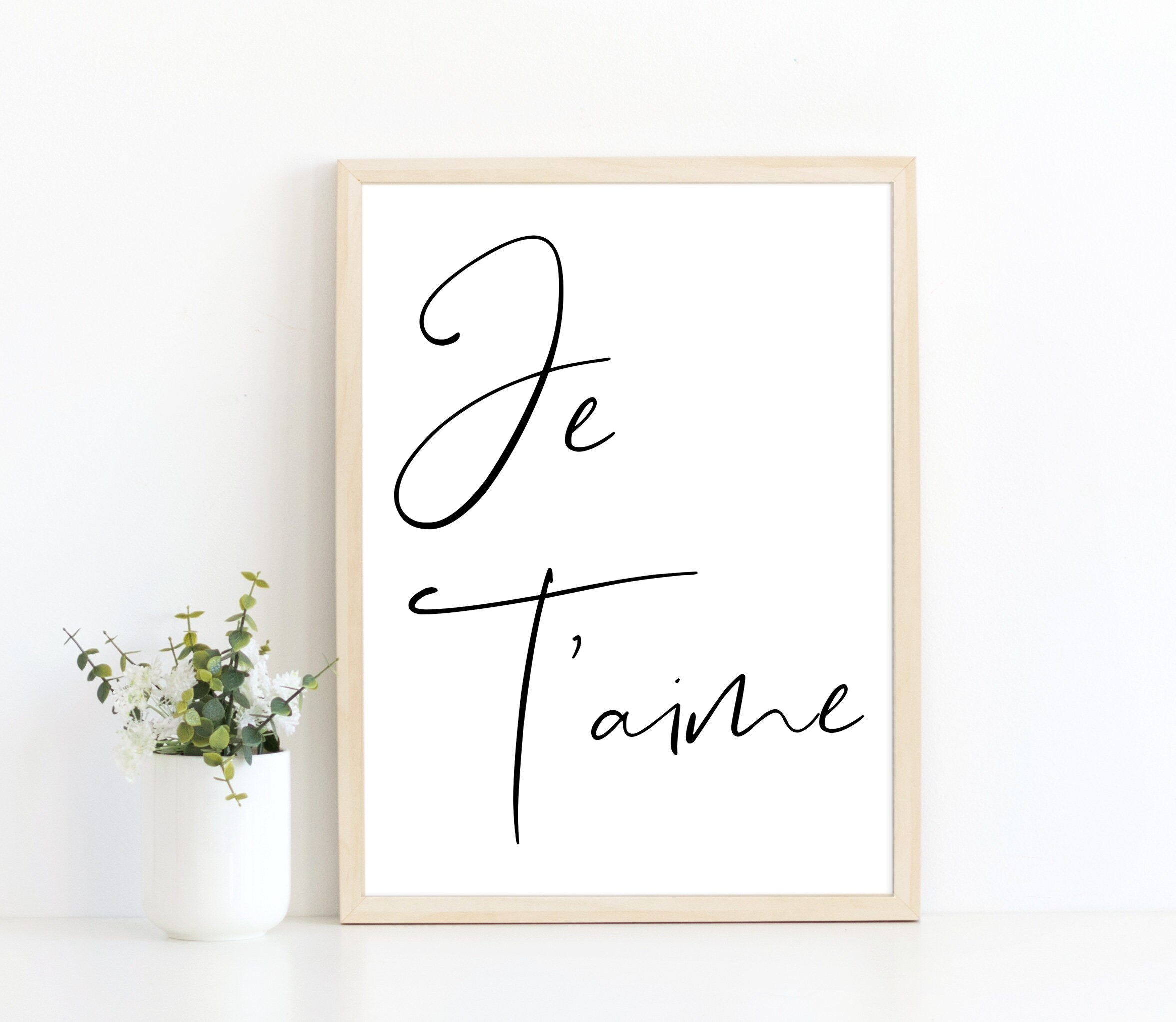 I Love You French Wall Art Print, Je T'aime French Wall Art, Paris Decor, Paris Theme Wedding