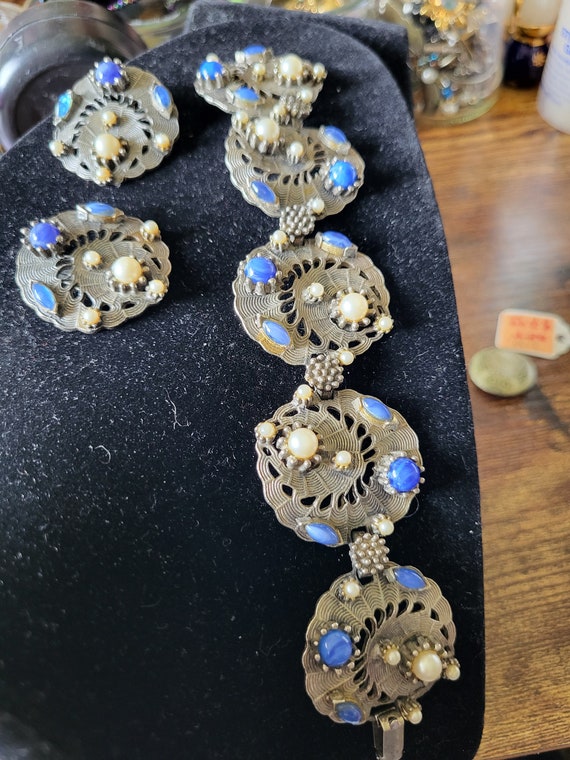 1960s bracelet and matching earrings, mid century 