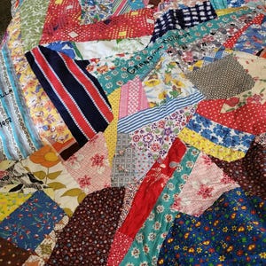 handmade patchwork  quilt with signatures