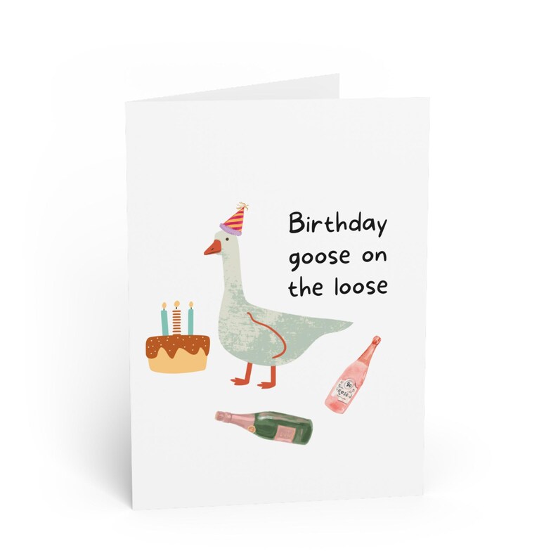 Funny Goose Birthday Card: Printable Greeting Card With Envelope ...