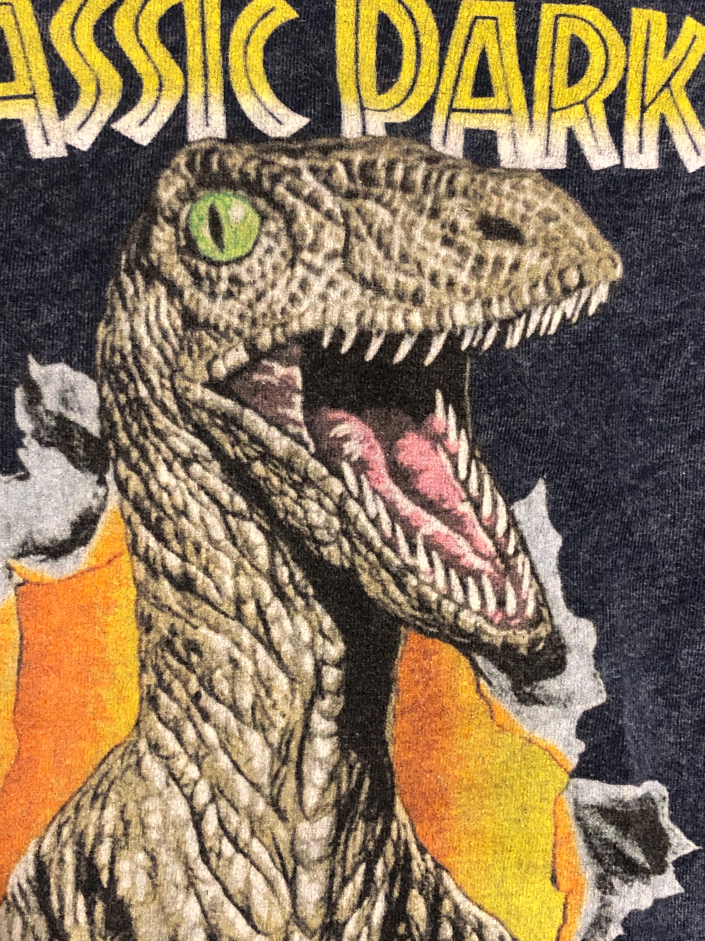 90s ジュラシックパーク プロモーション Tシャツ プリント レトロなラプター ジュラシック・パーク Tシャツ：1992年