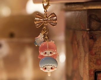 Kawaii Twin Stars Popsicle Charm - Cute Dust Plug for iPhone USB-C - Cozy Gamer Desk Aesthetic Accessory - Kindle & Switch 2 Charm Gift