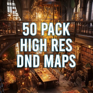50er Pack High Res Dungeons and Dragons Battle Maps mit Gitterlinien - Druidenhaine, Dungeons, Kneipen und mehr, RPG Table Top Maps