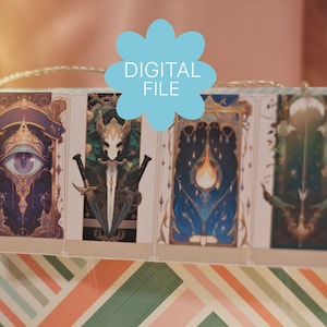 DIGITAAL- Tarot Card D&D 5e Initiative Tracker, afdrukbare Dungeons and Dragons, karakterblad tentkaarten, DM-schermaccessoires