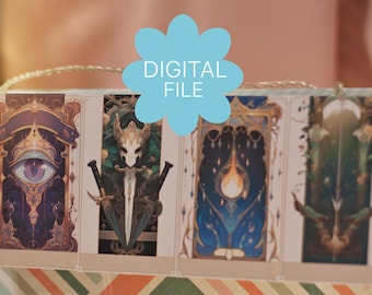 DIGITAL- Tarot Card D&D 5e Initiative Tracker, Printable Dungeons and Dragons, Character Sheet Tent Cards, DM Screen Accessories