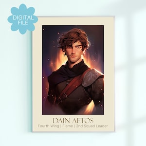 DIGITAL-Dain Aetos Art Poster Print | Dragon Rider | Fourth Wing | Rebecca Yarros | The Empyrean | Book Gift | Reader Gift