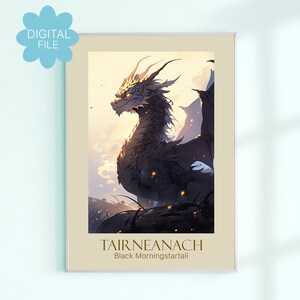 DIGITAL-Tairn Art Poster Print | Black Morningstartail | Fourth Wing | Rebecca Yarros | The Empyrean | Book Gift | Reader Gift