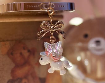 Kawaii Unicorn Charm, Cute unicorn Charm, Headphone Jack Dust Plug, USB C Dust Plug, iPhone Dust Plug, Cute Keychain, Cute Cellphone Charm