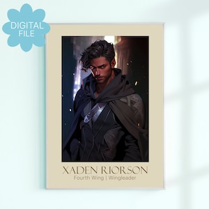 DIGITAL-Xaden Riorson Arte Cartel Impresión / Dragon Rider / Cuarta Ala / Rebecca Yarros / El Empíreo / Regalo de Libro / Regalo del Lector