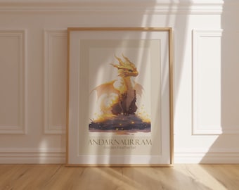 Andarna Art Poster Print | NO FRAME | Golden Feathertail | Fourth Wing | Rebecca Yarros | The Empyrean | Book Gift | Reader Gift