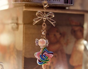 Kawaii Candy Charm, Cute Candy Dust Plug, Headphone Jack, USB C Dust Plug, iPhone Dust Plug, Keychain, Kindle Cute Gift