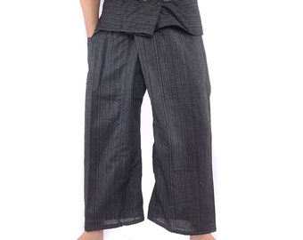 Pantalon de pêcheur thaïlandais long unie en mélange de coton