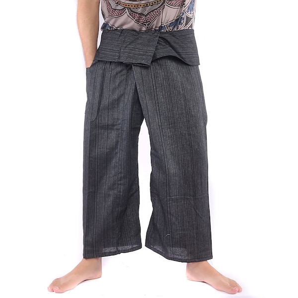 Pantalon de pêcheur thaïlandais long unie en mélange de coton