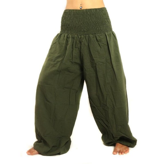 Women's Harem Baggy Pants Wide Legs High Smocked Waist Ninja Pants