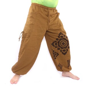 Floral Print Harem Pants: Boho Hippie Cotton Drop Crotch Trousers