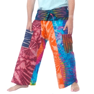 Thaise overslag vissersbroek Tie Dye Uniek veelkleurig Freesize