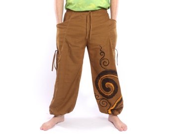 Harem Baggy Pants with Swirl Print for Men and Women Drop Crotch  High Cut