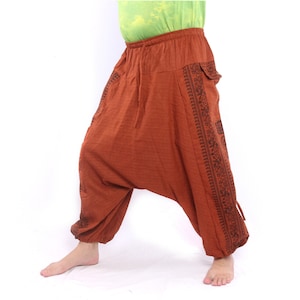 Floral Print Cotton Harem Pants: Aladdin Baggy Style