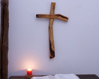 Natural Cedar Wooden Cross Handmade ready to Hang Wall Art