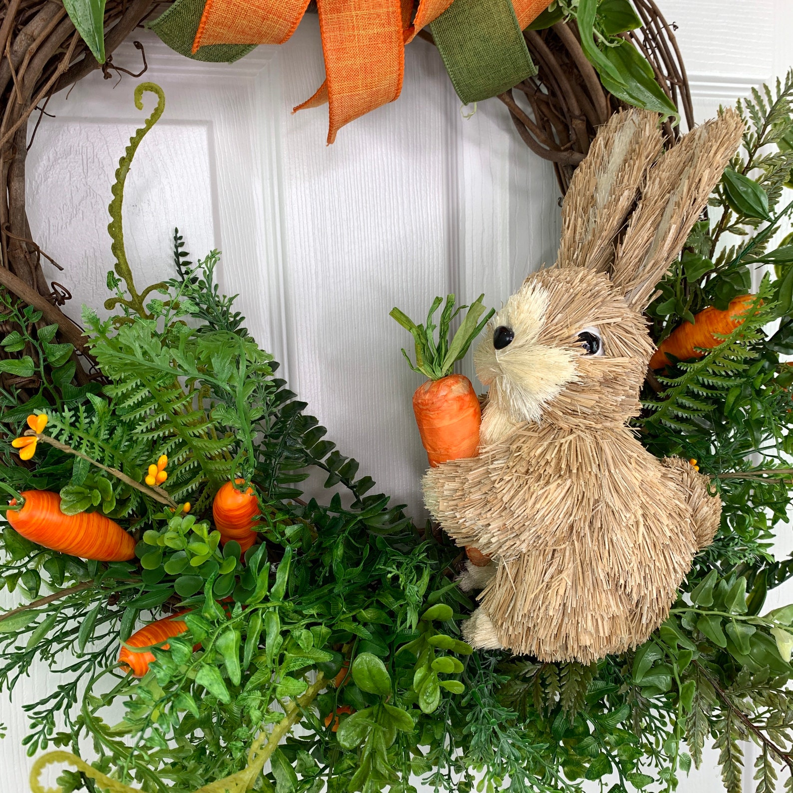 Easter Wreath Bunny Wreath Rabbit & Carrot Door Decor Etsy