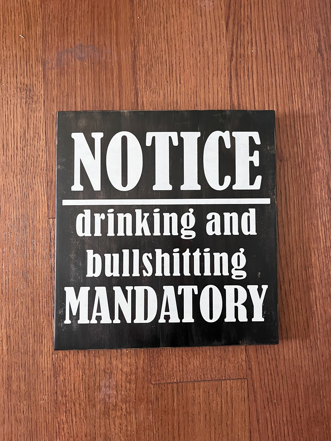 Targa in latta con scritta Warning Men Drinking Man Cave Shop No Women