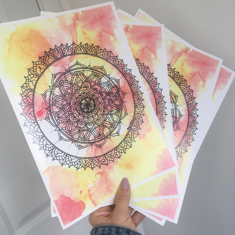 Mandala Druck Druck von Stift und Tinte Aquarell Mandala - Etsy.de