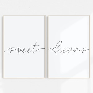Sweet Dreams, PRINTABLE Wall Art, Above bed art, Above Crib Decor, Nursery Print, Set of Two