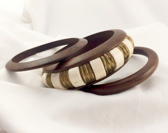 trio of bracelets Vintage bangles set of gold tone brass bangles brass bangle bracelets joblot of bangles vintage retro jewellery