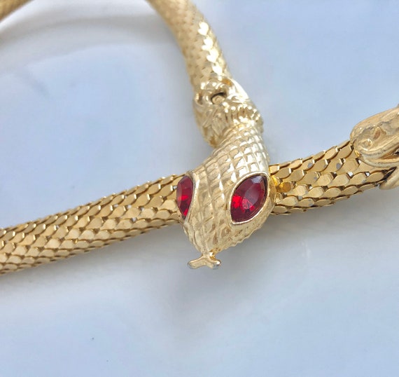 Vintage snake choker, snake mesh necklace, retro s