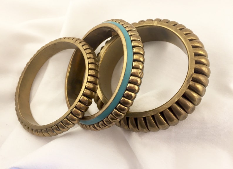 trio of bracelets Vintage bangles set of gold tone brass bangles brass bangle bracelets joblot of bangles vintage retro jewellery