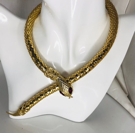 Vintage snake choker, snake mesh necklace, retro s